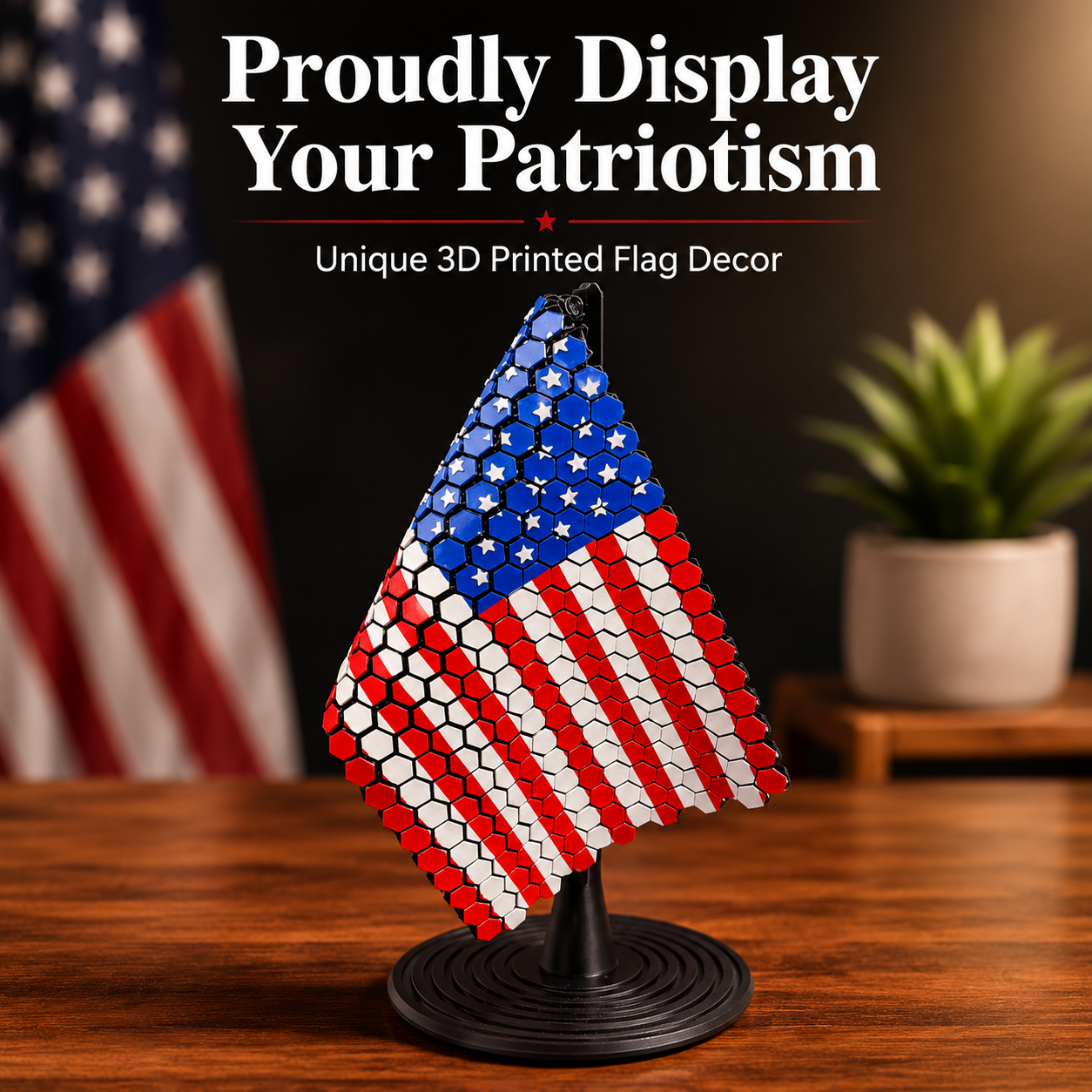 🇺🇸3D Printed American Flag Chain Mail Desk Decor