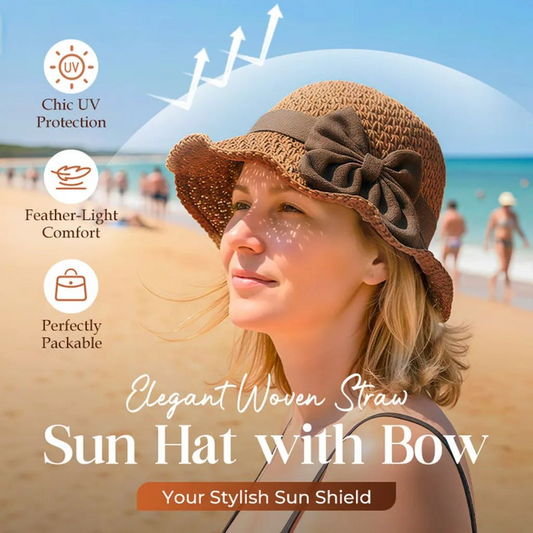Neravio™🔥 Hot Sale 50% OFF 👒 Elegant Woven Straw Sun Hat with Bow 🎀