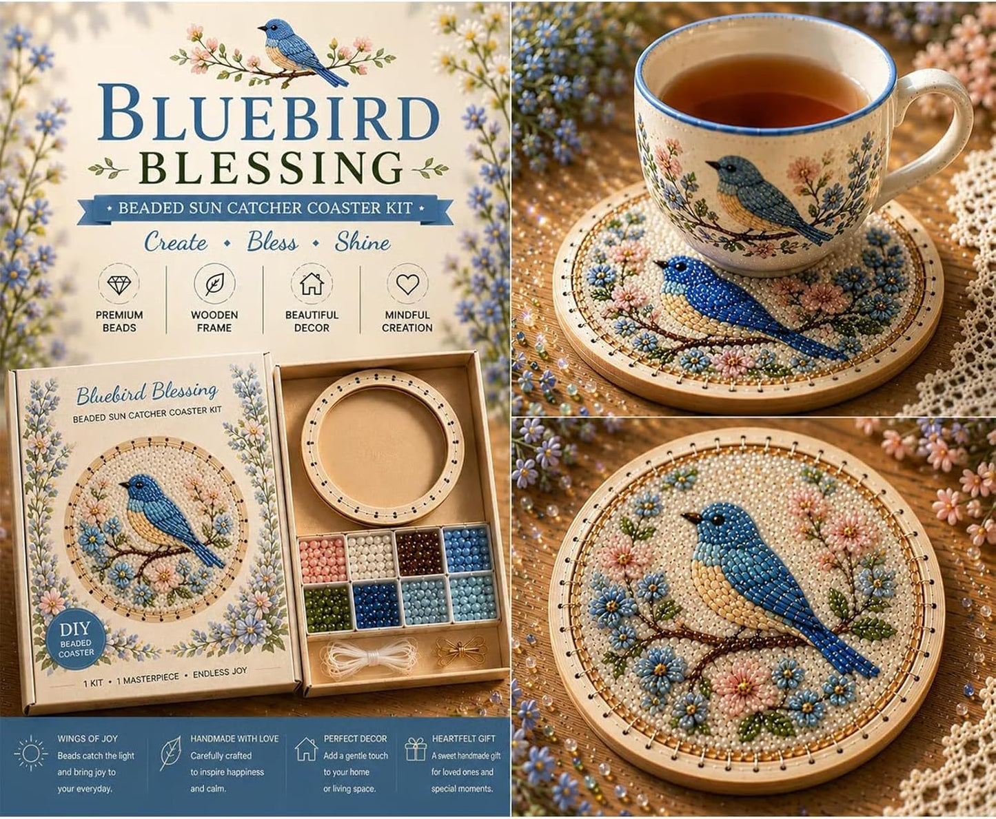 ✨Handcrafted Beaded Coaster Kit Collection - Create Beautiful Coasters Inspired by Nature
