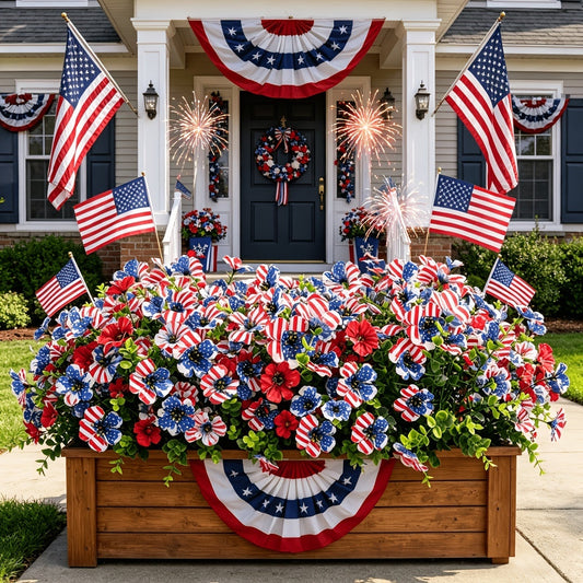 🦅4th of July Hot Sale 50% Off 🔥 Patriotic Red White Blue Artificial Flowers💐