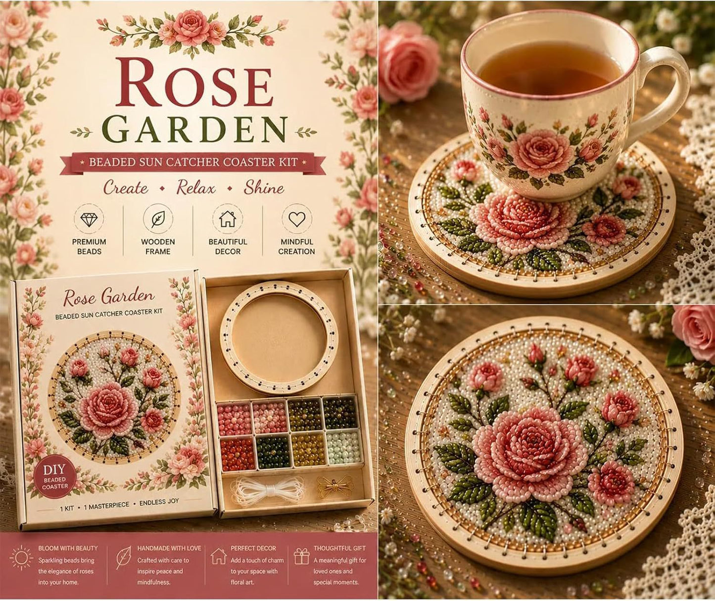 ✨Handcrafted Beaded Coaster Kit Collection - Create Beautiful Coasters Inspired by Nature