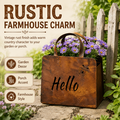 🌸Rustic Metal Handbag Planter Decor