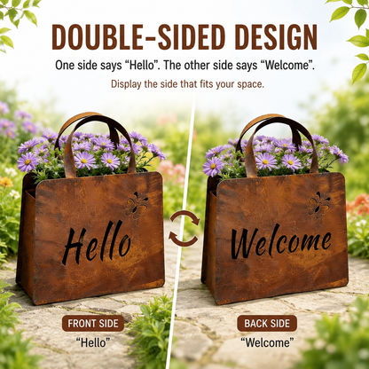 🌸Rustic Metal Handbag Planter Decor
