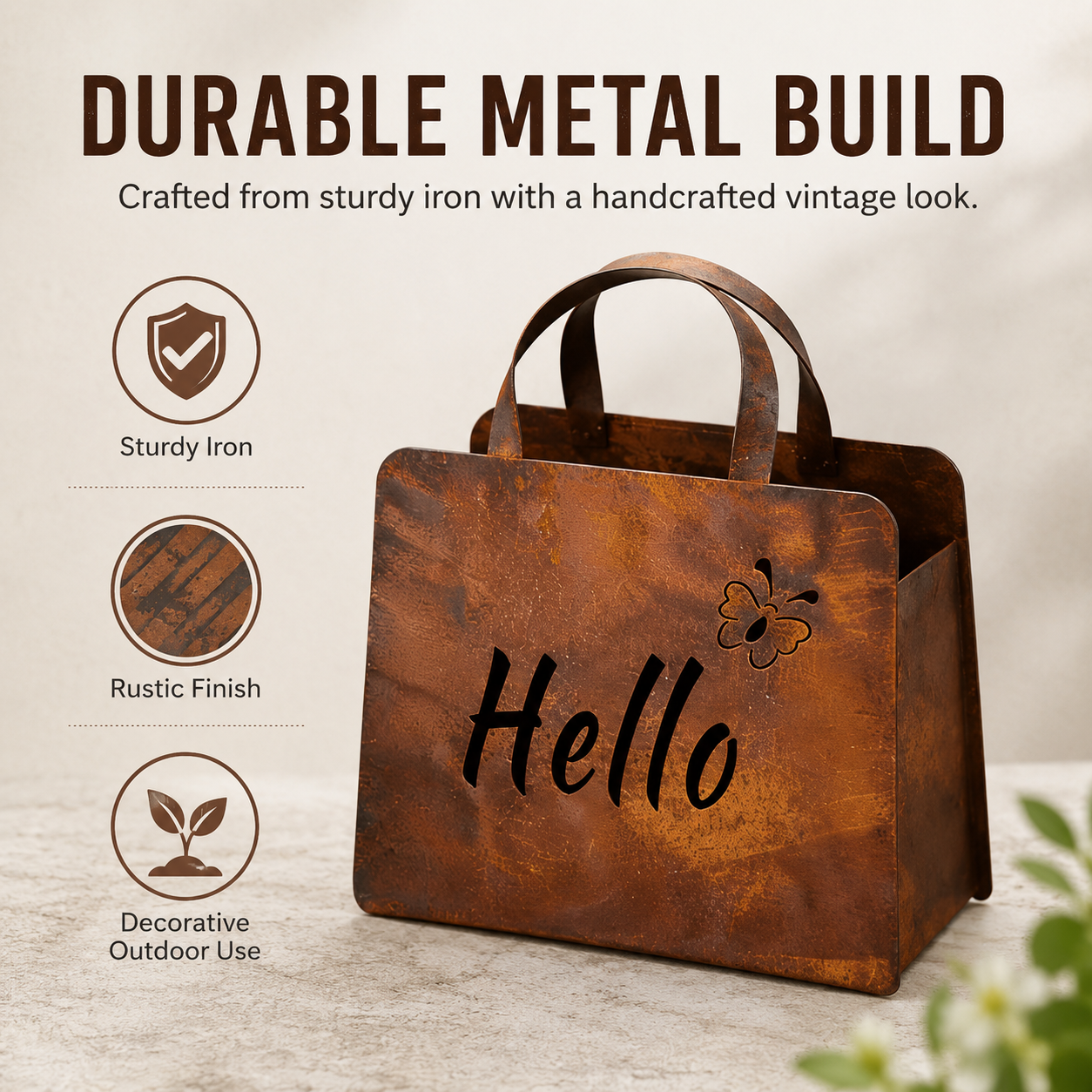 🌸Rustic Metal Handbag Planter Decor