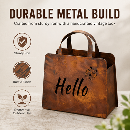 🌸Rustic Metal Handbag Planter Decor