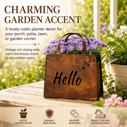 🌸Rustic Metal Handbag Planter Decor