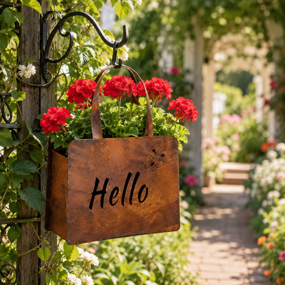 🌸Rustic Metal Handbag Planter Decor