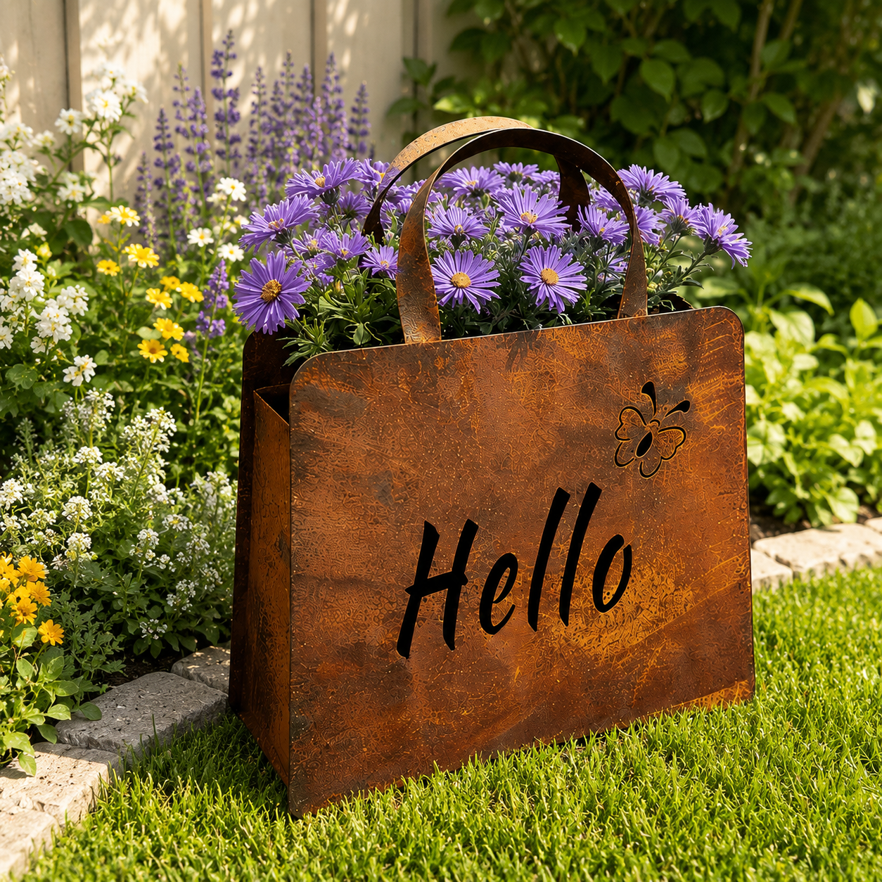 🌸Rustic Metal Handbag Planter Decor