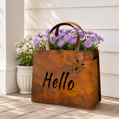🌸Rustic Metal Handbag Planter Decor