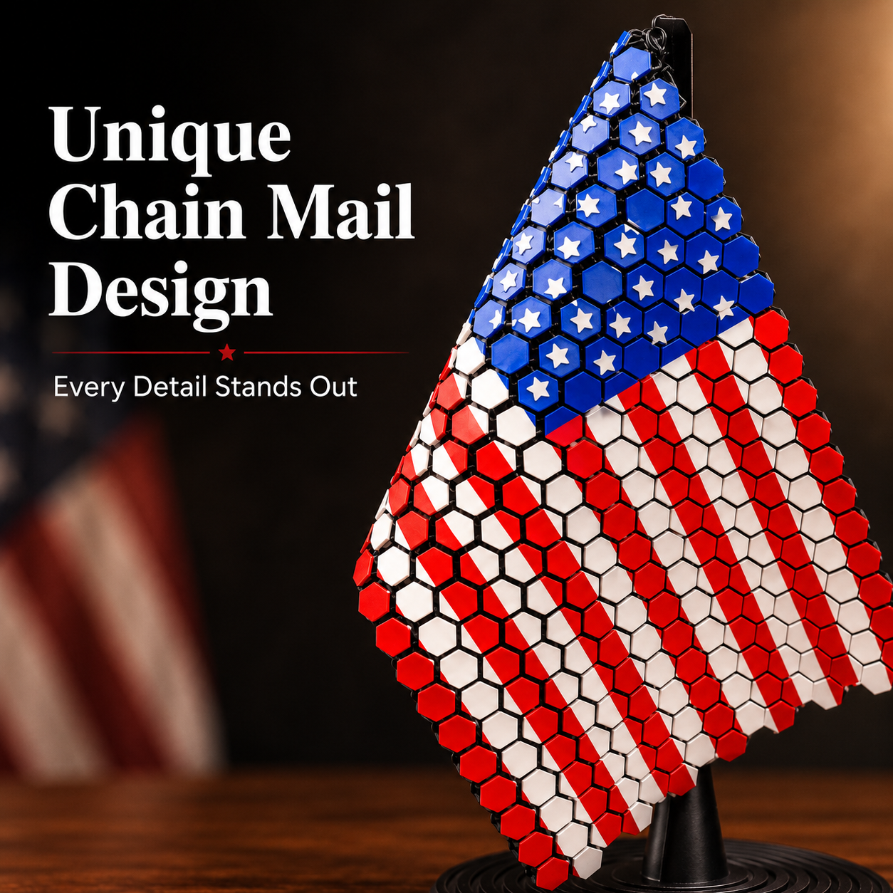 🇺🇸3D Printed American Flag Chain Mail Desk Decor