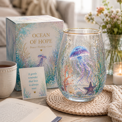 🔥LAST DAY 49% OFF - 🌊 Ocean of Hope Glass Cup Gift Set