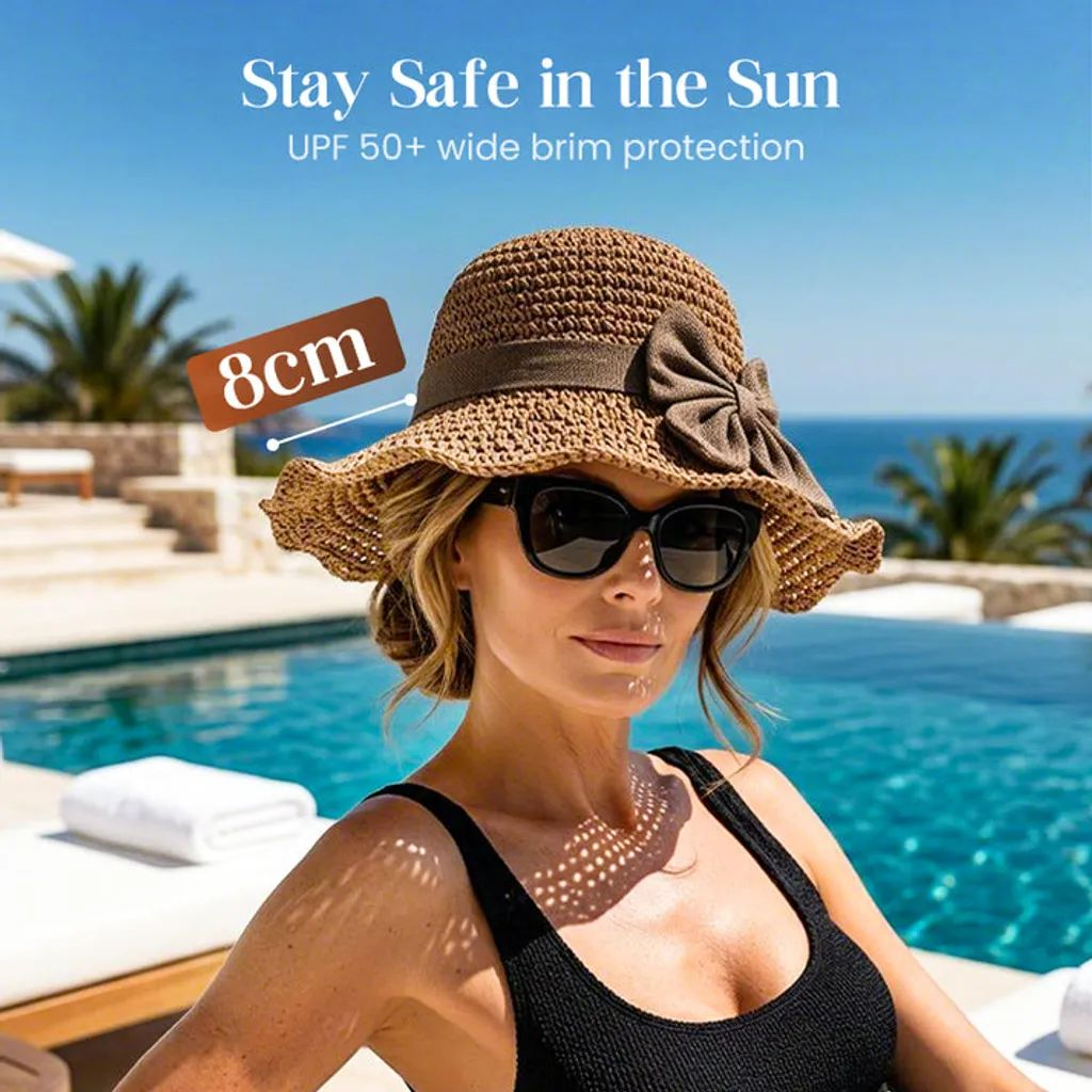Neravio™🔥 Hot Sale 50% OFF 👒 Elegant Woven Straw Sun Hat with Bow 🎀