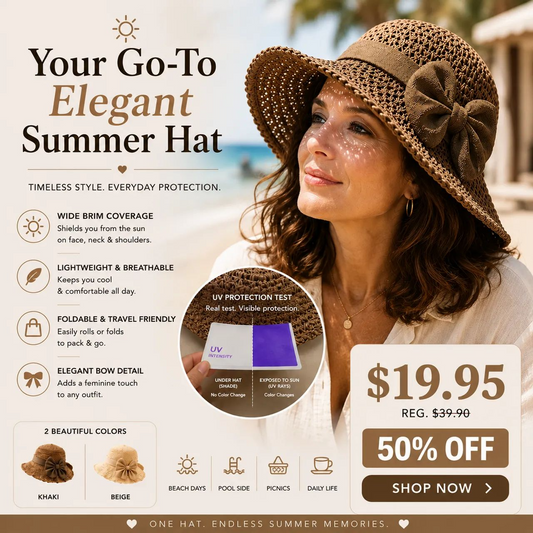 Neravio™🔥 Hot Sale 50% OFF 👒 Elegant Woven Straw Sun Hat with Bow 🎀