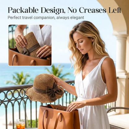 Neravio™🔥 Hot Sale 50% OFF 👒 Elegant Woven Straw Sun Hat with Bow 🎀