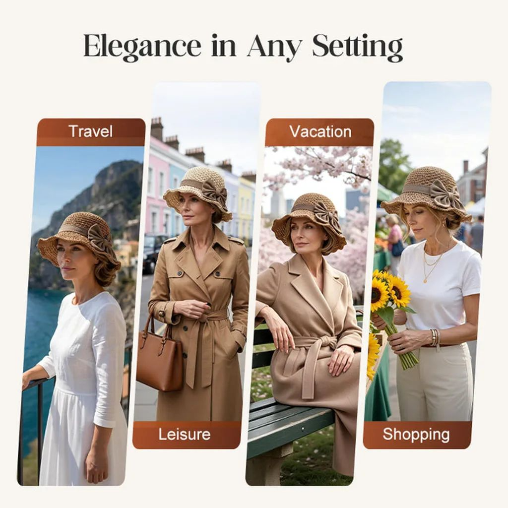 Neravio™🔥 Hot Sale 50% OFF 👒 Elegant Woven Straw Sun Hat with Bow 🎀
