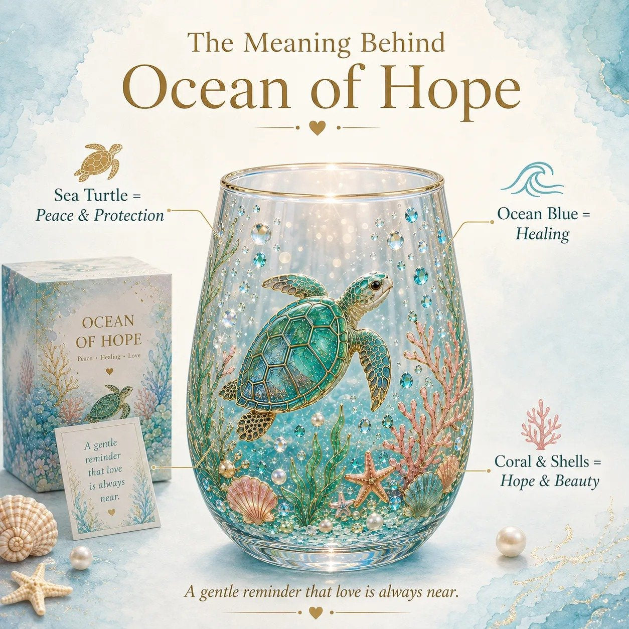 🔥LAST DAY 49% OFF - 🌊 Ocean of Hope Glass Cup Gift Set